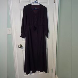 Purple Chiffon Long Sleeve Maxi Dress, Fully Lined